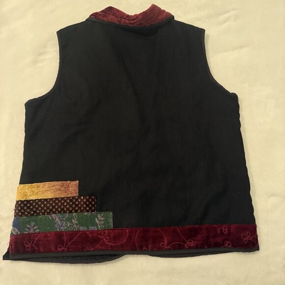 Coldwater Creek Vest Women L Ruffle Patchwork Textured Artsy Festival Indie Boho - Picture 9 of 10